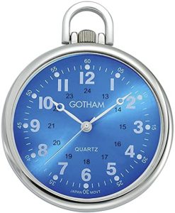 Gotham Men’s Silver-Tone Ultra Thin Railroad Open Face Quartz 