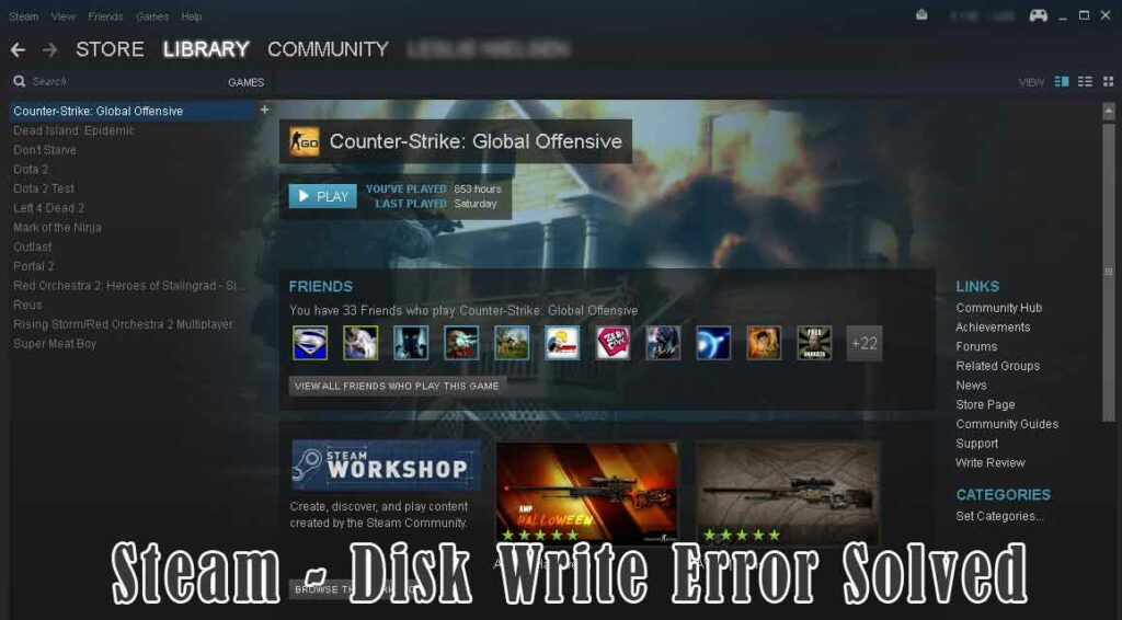 steam disk write error