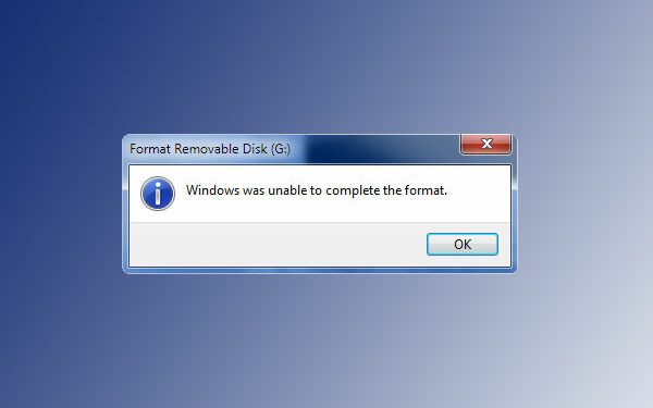 Windows Was Unable to Complete the Format