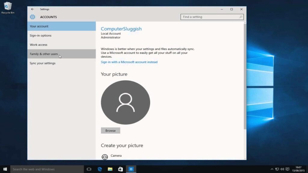 change user name windows 10