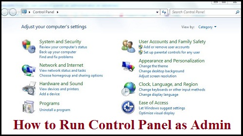 run control panel admin