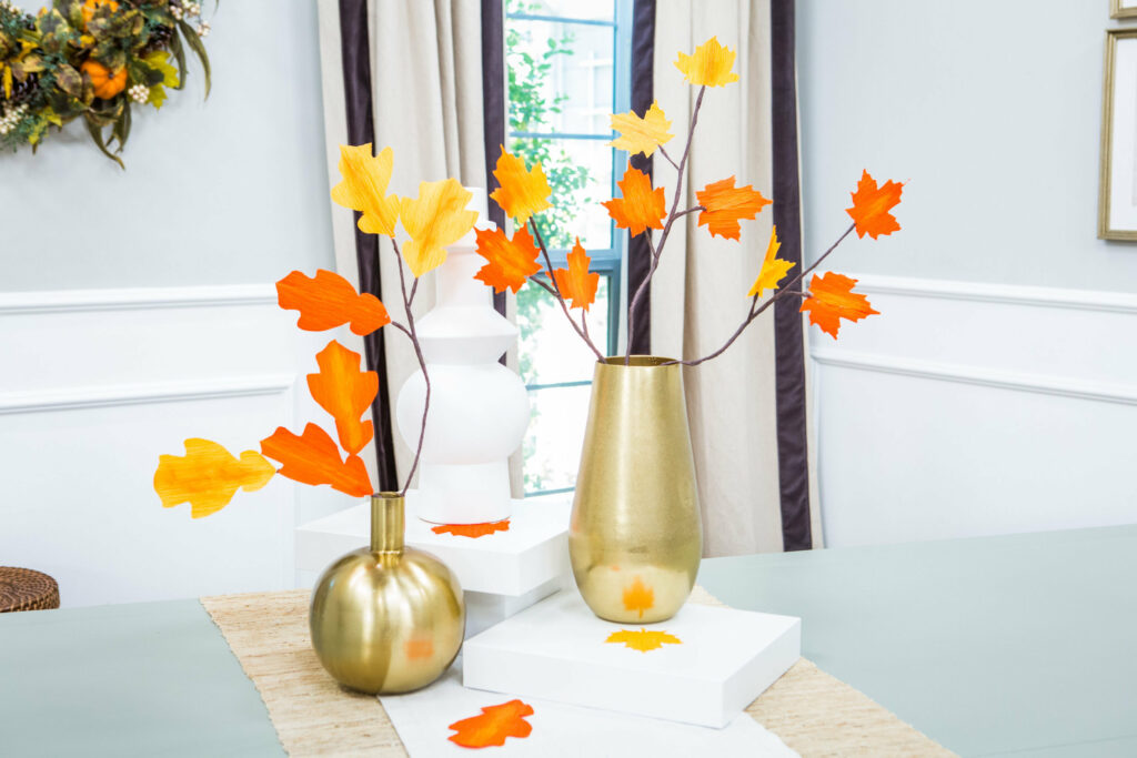 diy crepe paper leaf branches