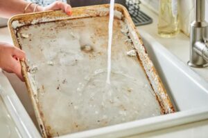 Keep a soapy dish by the sink while you are cooking