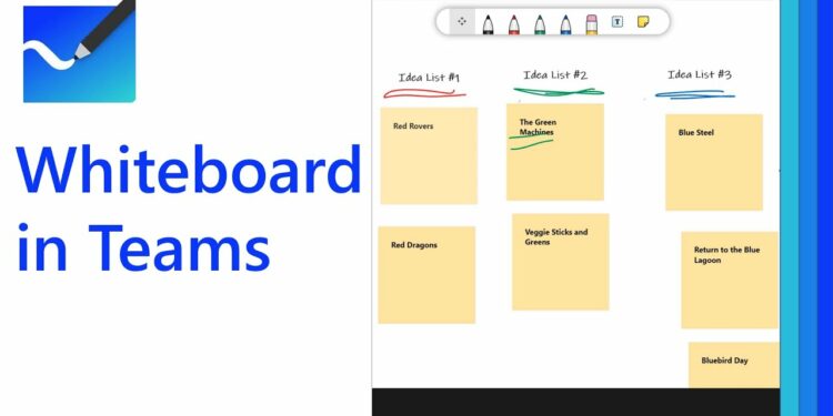 how to use whiteboard in Microsoft teams