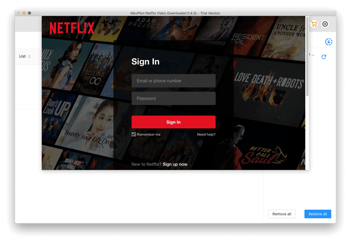 Login Netflix Downloader on Mac