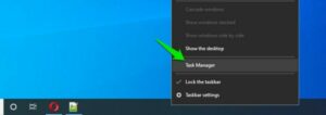 Access from the taskbar menu