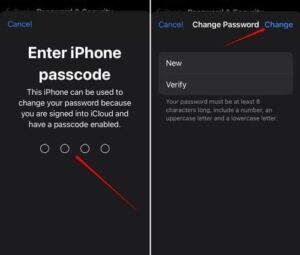 Click Change to save your new password