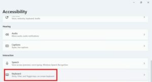 Now scroll down and choose the Keyboard option under the Interaction section