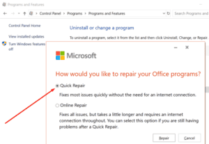 Repair Microsoft Office 