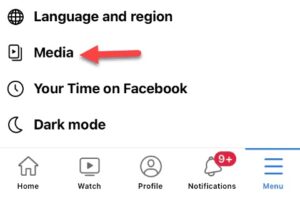 Tap Media in the Preferences menu