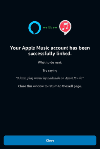 Your Apple Music account has been successfully linked